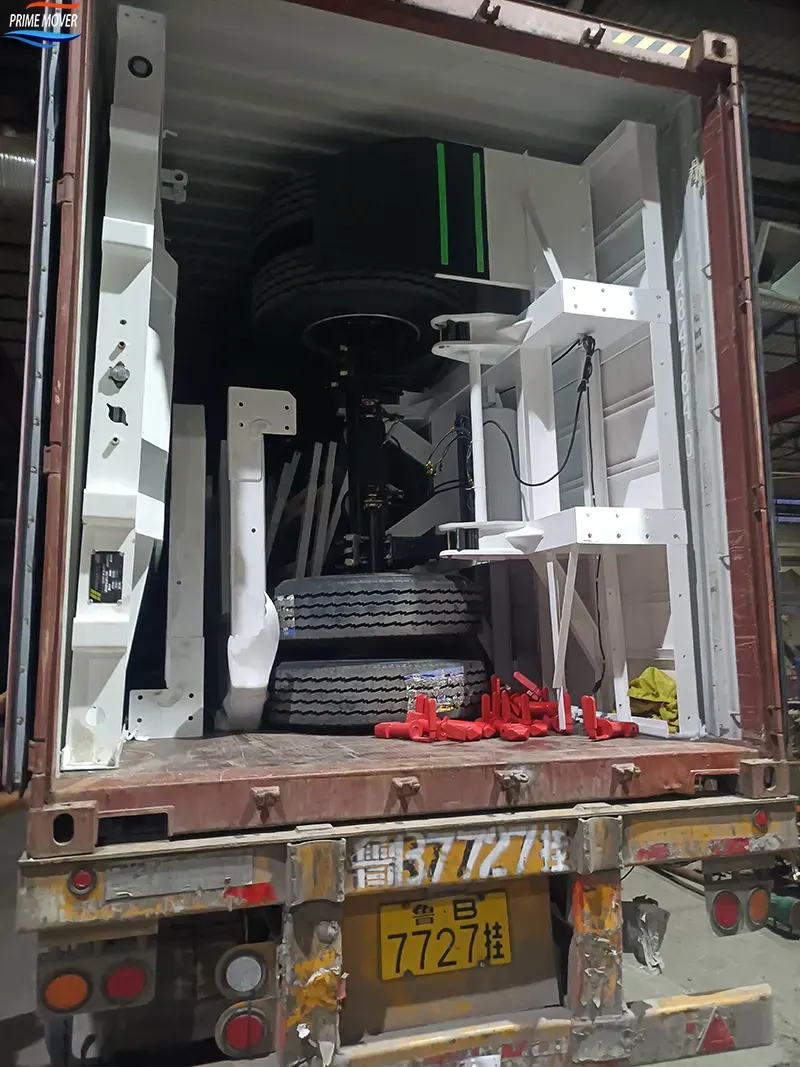 Three-Axle Trailer Container Loading and Dispatch Three-Axle Trailer Container Loading and Dispatch