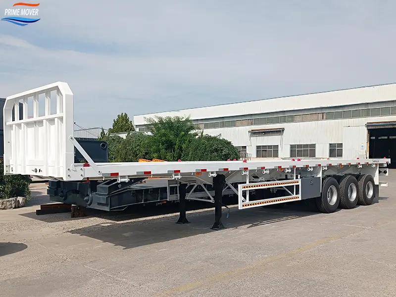 White Three-Axle Flatbed Semi-Trailer White Three-Axle Flatbed Semi-Trailer