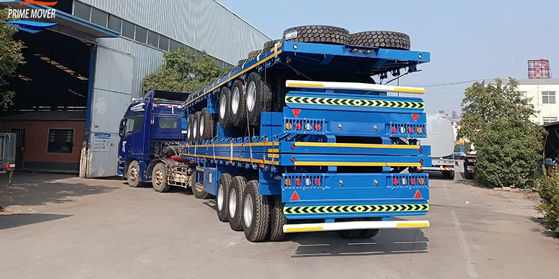Blue Flatbed Semi-Trailer
