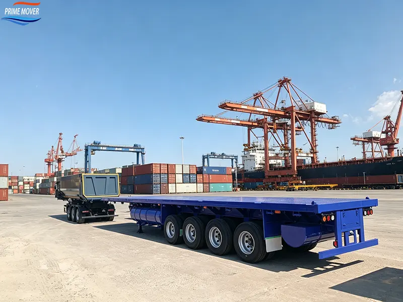 Four-Axle Flatbed Trailer for Container and Large-Item Transportation