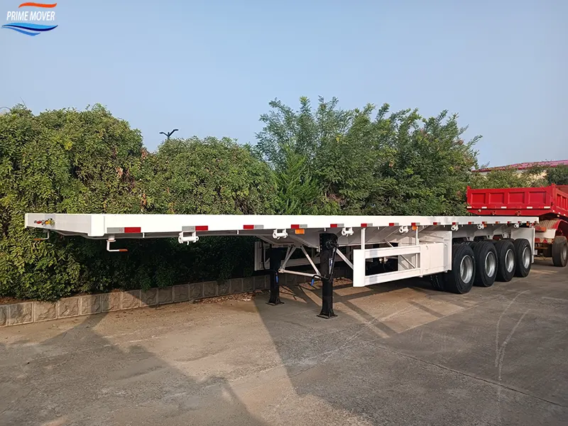 White Four-Axle Flatbed Trailer