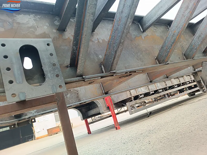 Three-Axle Flatbed Trailer Main Body Welding Underway Three-Axle Flatbed Trailer Main Body Welding Underway