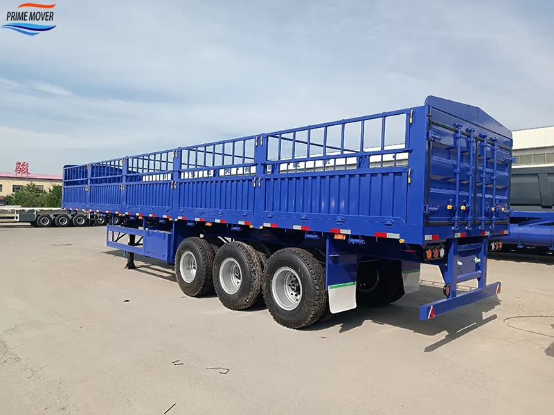 Blue Three-Axle Fenced Trailer Blue Three-Axle Fenced Trailer