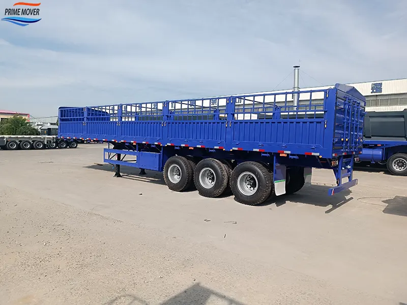 Side View of Three-Axle Fenced Trailer Side View of Three-Axle Fenced Trailer