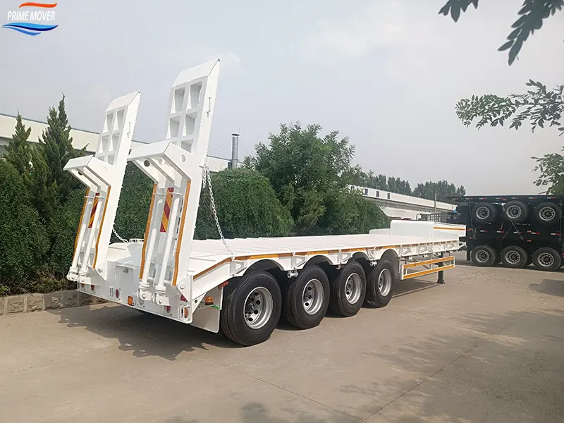 White 4-axle Low-Flatbed Semi-Trailer White 4-axle Low-Flatbed Semi-Trailer