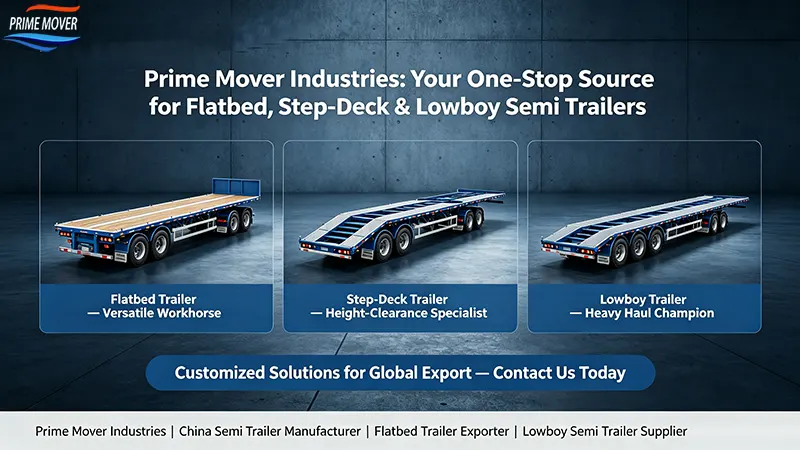 Prime Mover Industries: Your One-Stop Source for Flatbed, Step-Deck & Lowboy Semi Trailers Prime Mover Industries: Your One-Stop Source for Flatbed, Step-Deck & Lowboy Semi Trailers