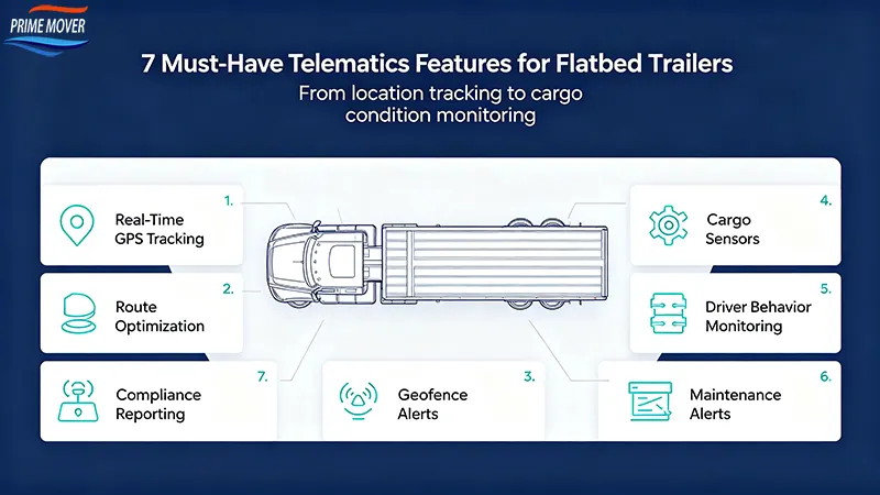 7 Must-Have Telematics Features for Flatbed Trailers 7 Must-Have Telematics Features for Flatbed Trailers