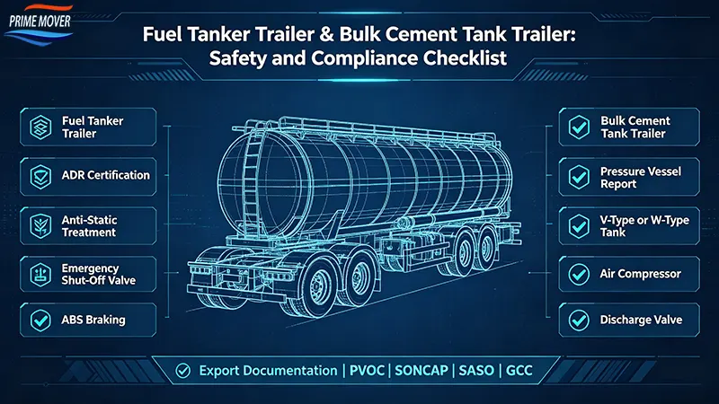 Fuel Tanker Trailer and Bulk Cement Tank Trailer safety and compliance checklist Fuel Tanker Trailer and Bulk Cement Tank Trailer safety and compliance checklist