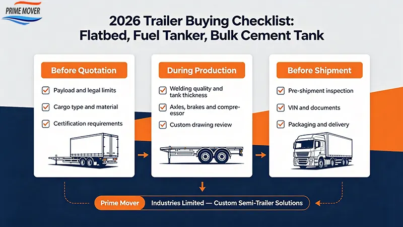 2026 trailer buying checklist for Flatbed, Fuel Tanker and Bulk Cement Tank Trailer 2026 trailer buying checklist for Flatbed, Fuel Tanker and Bulk Cement Tank Trailer