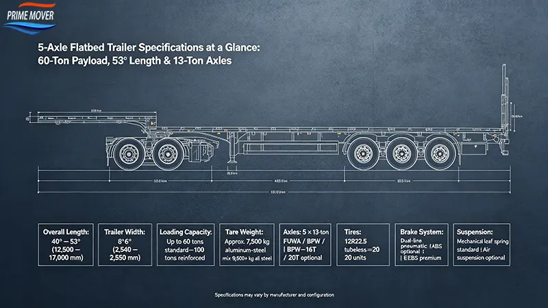 5-Axle Flatbed Trailer Specifications at a Glance 5-Axle Flatbed Trailer Specifications at a Glance