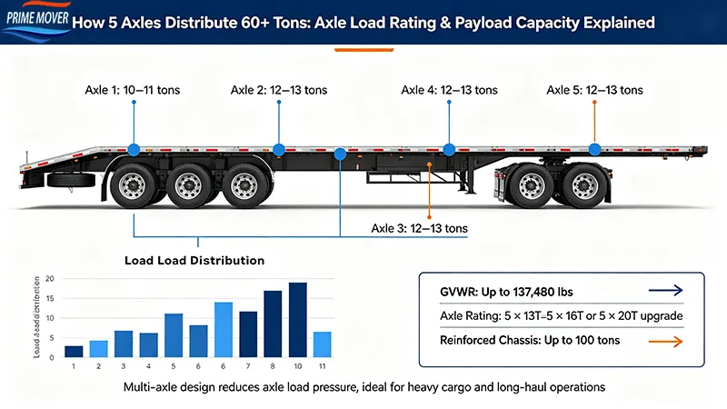 How 5 Axles Distribute 60+ Tons: Axle Load Rating & Payload Capacity Explained How 5 Axles Distribute 60+ Tons: Axle Load Rating & Payload Capacity Explained