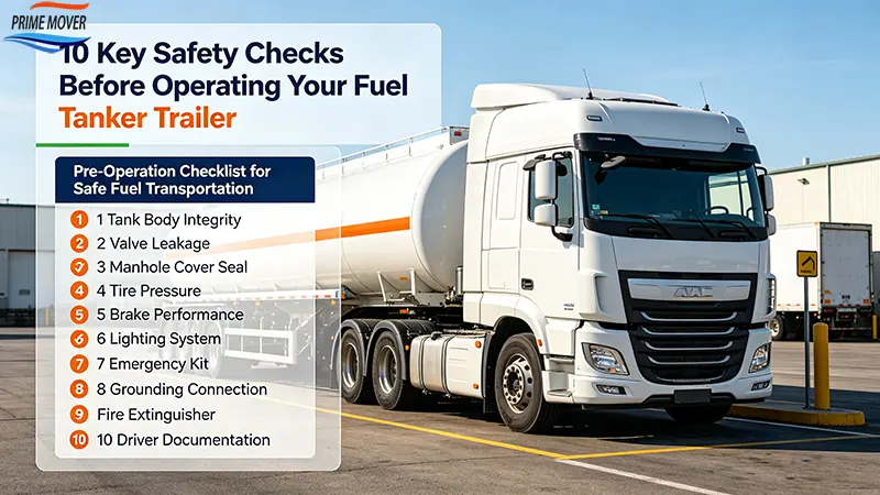 Fuel tanker trailer 10 safety checks checklist before operation Fuel tanker trailer 10 safety checks checklist before operation