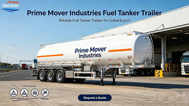 Prime Mover Industries fuel tanker trailer for global export Prime Mover Industries fuel tanker trailer for global export