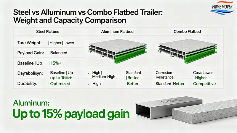 Steel aluminum combo flatbed trailer weight capacity comparison
