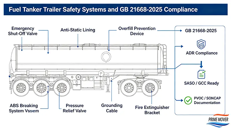 Fuel tanker trailer safety systems and GB 21668-2025 compliance Fuel tanker trailer safety systems and GB 21668-2025 compliance
