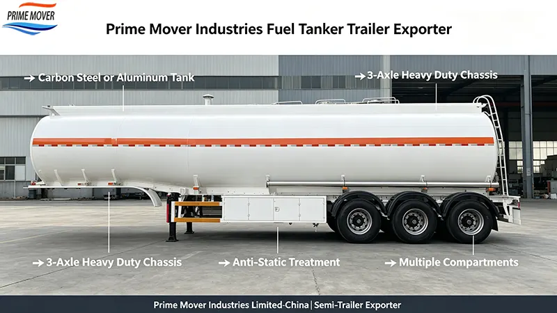 Prime Mover Industries fuel tanker trailer exporter China Prime Mover Industries fuel tanker trailer exporter China