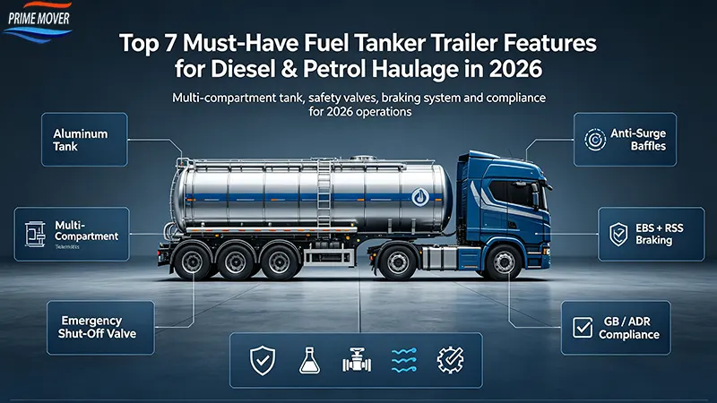 Prime Mover Industries fuel tanker trailer for diesel and petrol haulage export