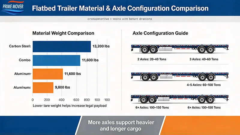 Flatbed trailer material weight comparison and axle configuration guide